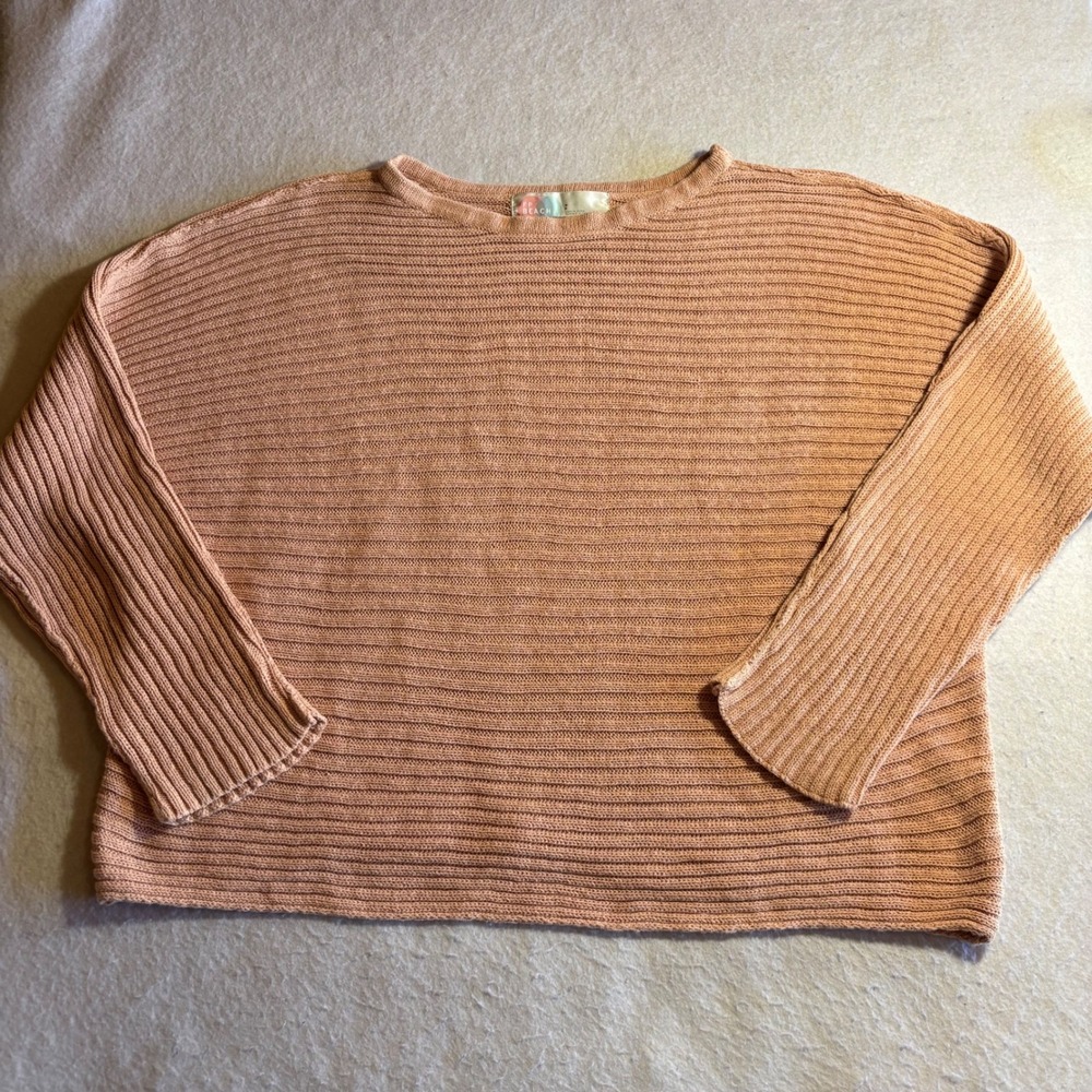 Free People FP Beach Imogene‎ Knit Sweater Women's Ribbed Peach Orange Size S